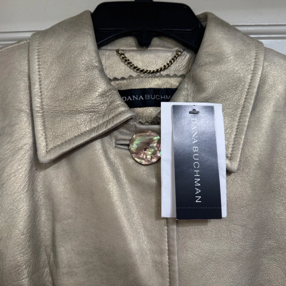 SALE New with Tags Dana Buchman Distressed Gold Leather sz S - Picture 6 of 6